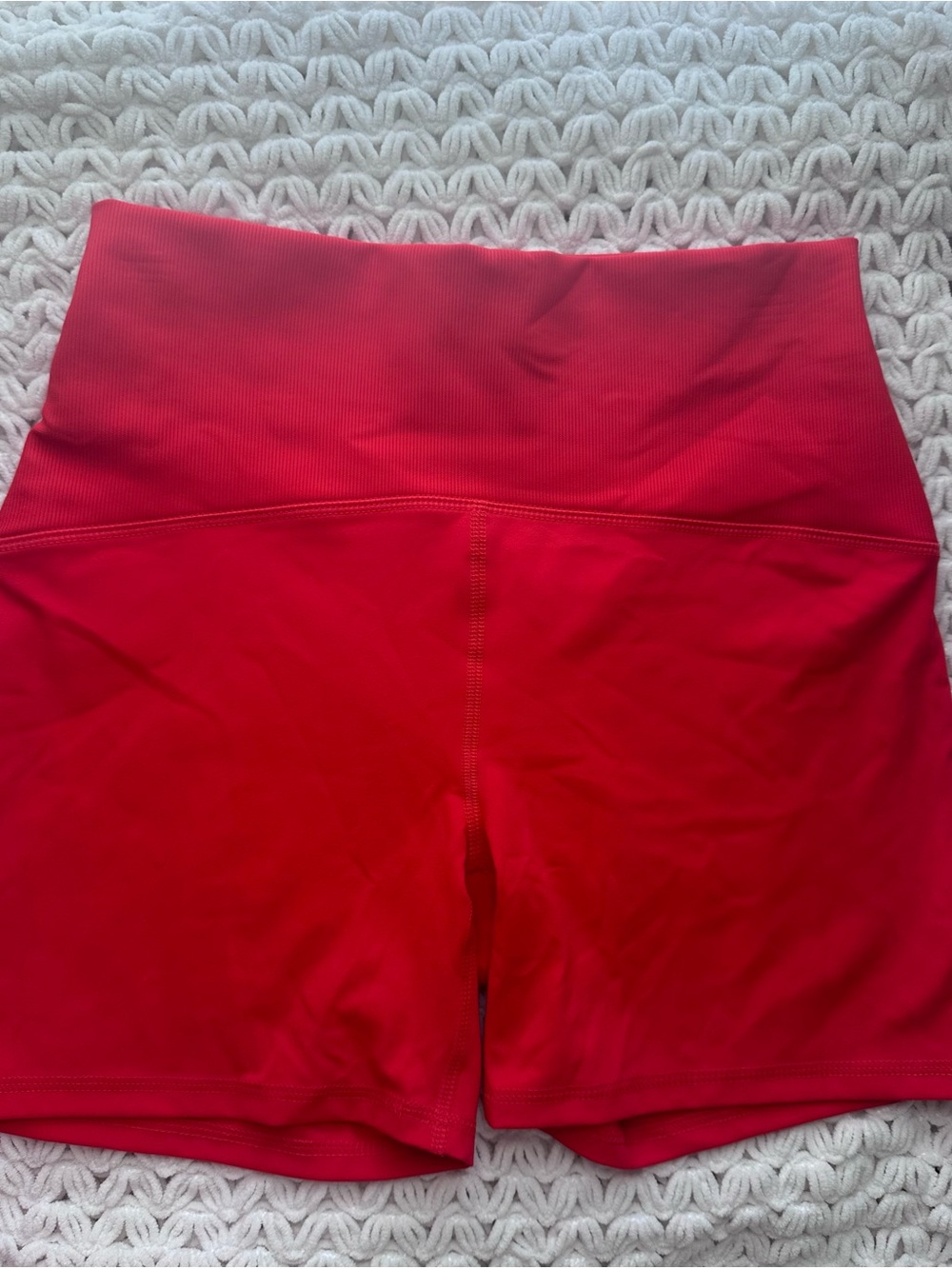 RBX Red High Waisted Ribbed Waistband Biker Shorts Size L
